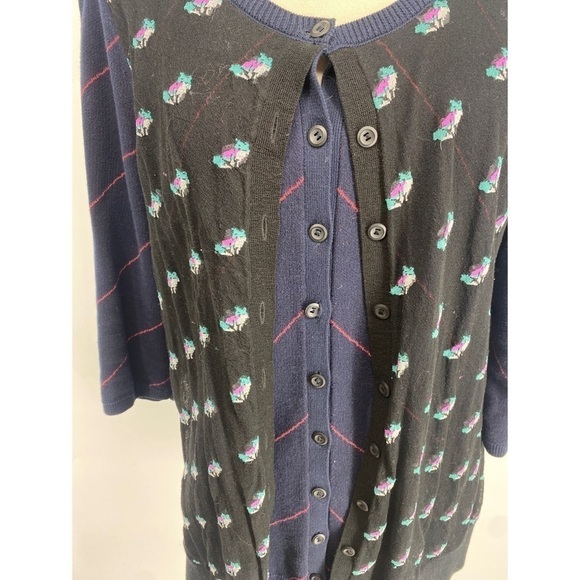 Anthropologie Moth Pistriped Fox pattern Vest Cardigan - Picture 5 of 11